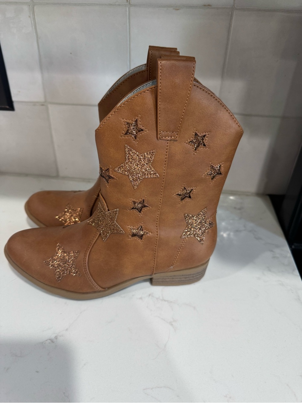 Dream Pairs Tan Kids Western Star Boots